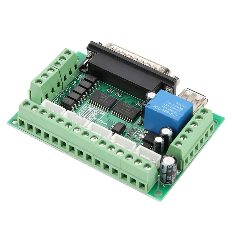 

Stepper Motor Interface Board,12-24VDC MACH3 5 Axis USB Interface Breakout Board for CNC Stepper Motor
