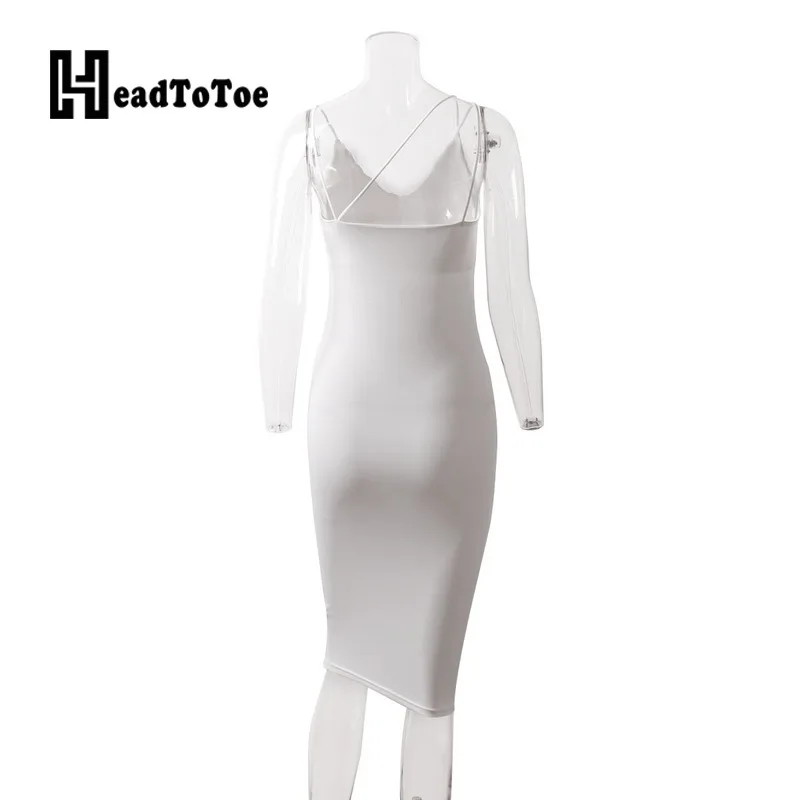 

Sleeveless V-Neck Mid-Calf Party/Cocktail Spaghetti Strap Dress