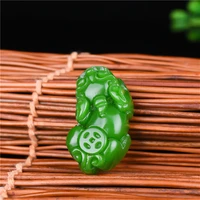 money pixiu green jade pendant necklace chinese hand carved natural fashion charm jewelry amulet accessories for men women gifts
