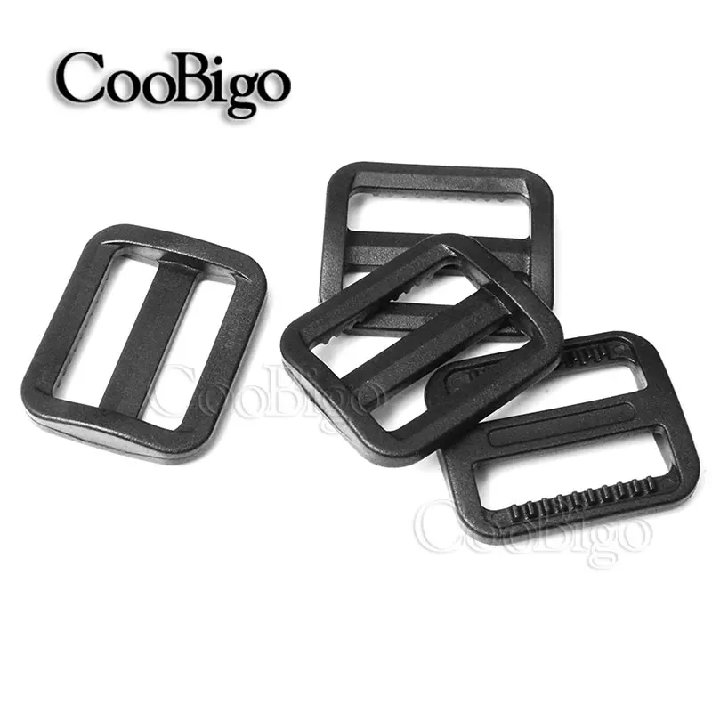 10 шт. Tri скользит слайдер Регулируемая пряжка с фокусным расстоянием 25 мм черный