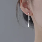 Серьги-подвески в стиле панк, серебристые, длинные цепочки задняя подвеска, гениальные, для женщин, ювелирные изделия на Рождество