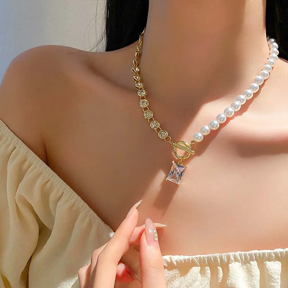 

Temperament Shiny Simulation Pearl Women Necklaces Elegant Asymmetric Choker Romantic Multilayer Necklaces Fashion Jewelry