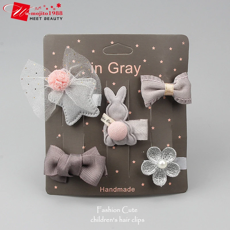 

5 PCS Cute Girl Animal Flower Hairpin Headdress Baby Birthday Gift Bow Hair Clips Hair Accessories Set
