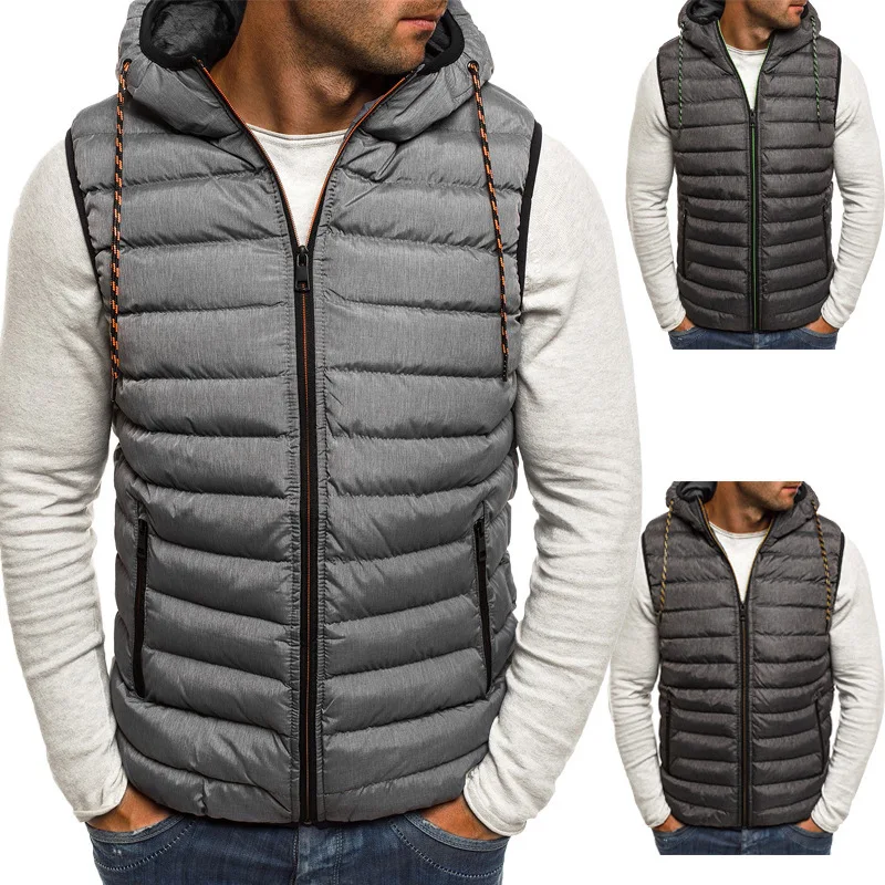 

Brand New Men Winter Jacket Casual Fashion Zipper Hooded Coat Men Vests Plus Size Lightweight Jacket Waistcoat for Men Clothing