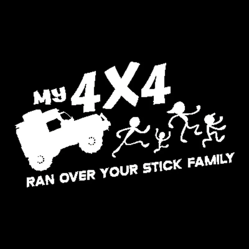 

My 4X4 Sticks To Your Family Decals Car Decoration Personality Pvc Car Window Waterproof Sticker Black/white, 20cm*11cm