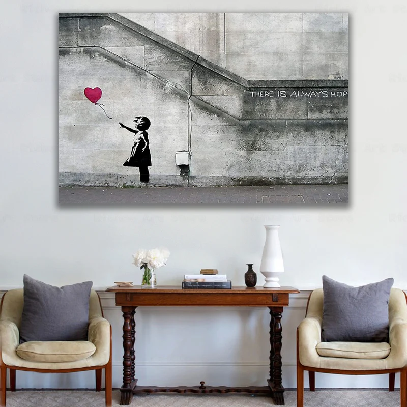 

Modern Digital Painting For Street Graffiti Little Boy and Balloon Canvas Home Decorations Room Posters and Print Wall Art
