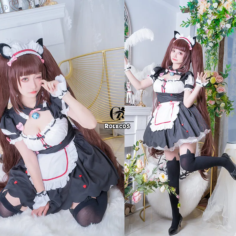 ROLECOS Nekopara Косплэй костюм Chocola ванили платье горничной кошка Neko вечерние