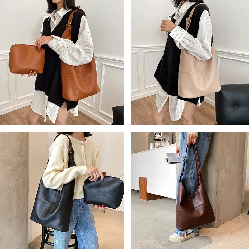 

Women Leather Tote Hobo Bag Large Handbags for Women 2020 Big Shoulder Bags Female Solid Color Simple Crossbody Bags