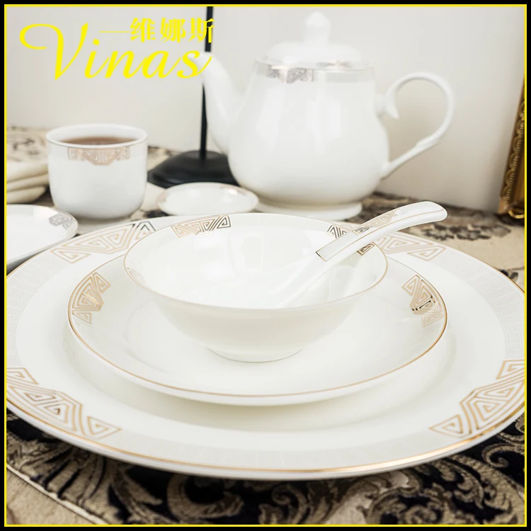 Элегантный золотой мраморный глазурь керамический праздничный набор столовой