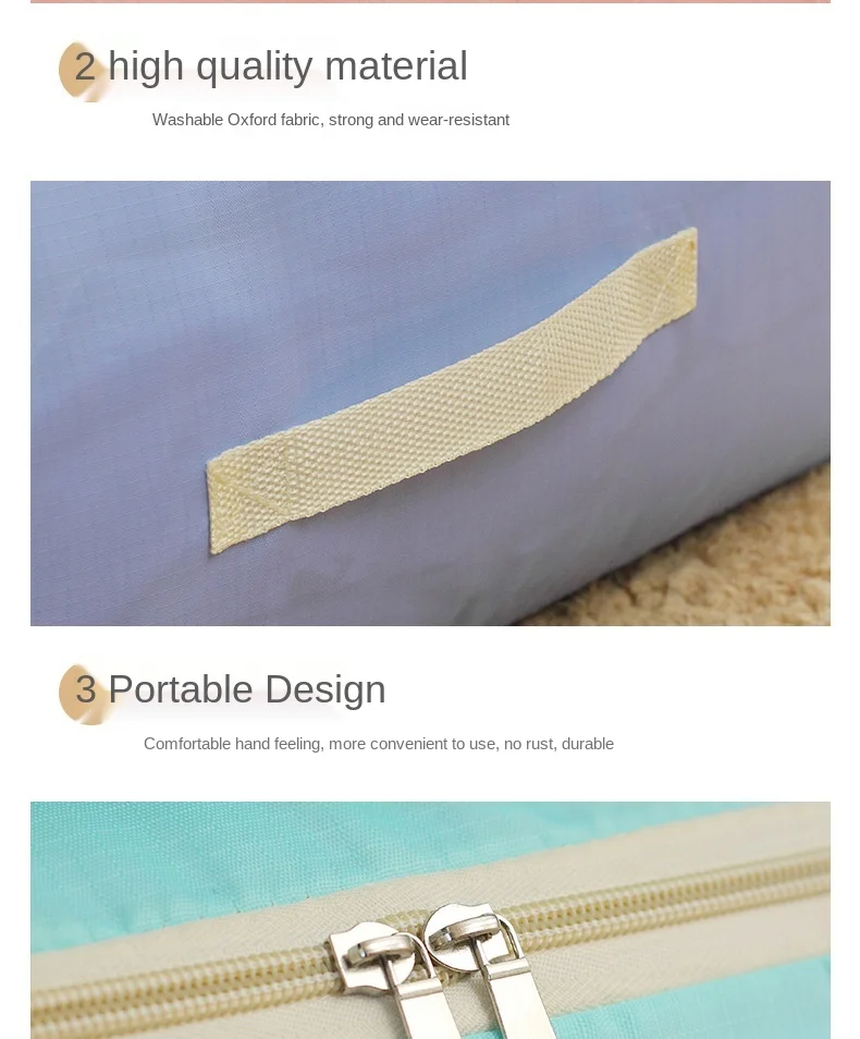 

Printed Oxford Cloth Window Baina Box Clothing Storage Bag Double Zipper Washable Moisture-proof Quilt Bag