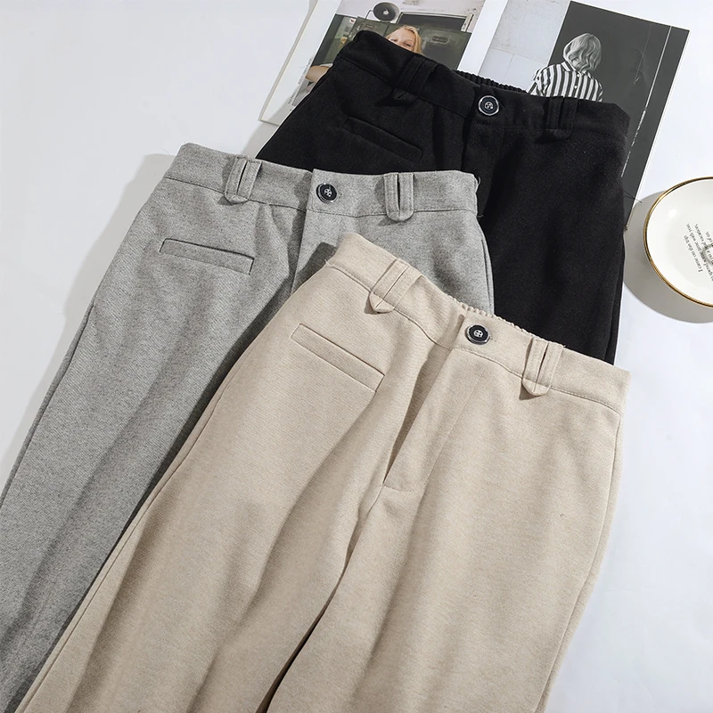 Женские шерстяные брюки женские толстые теплые шаровары повседневные узкие 2019