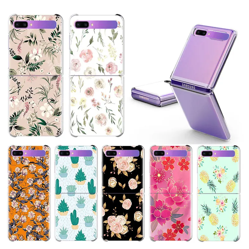 

Colorful Flowers Leaves Case For Samsung Galaxy Z Flip 3 5G Casing Hard Phone Coque Split Folding Capa Clear Plistic ZFlip Cover
