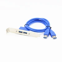 full size bracket 2 port usb 3 0 type a male to female back panel extension data cable with pci slot plate 50cm blue