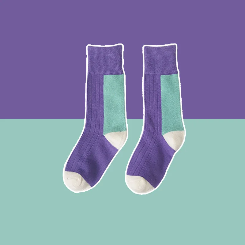 

Children's Socks Patchwork Fashion Splicing Color Contrast Warm Vintage Socks for Kids Casual Personality