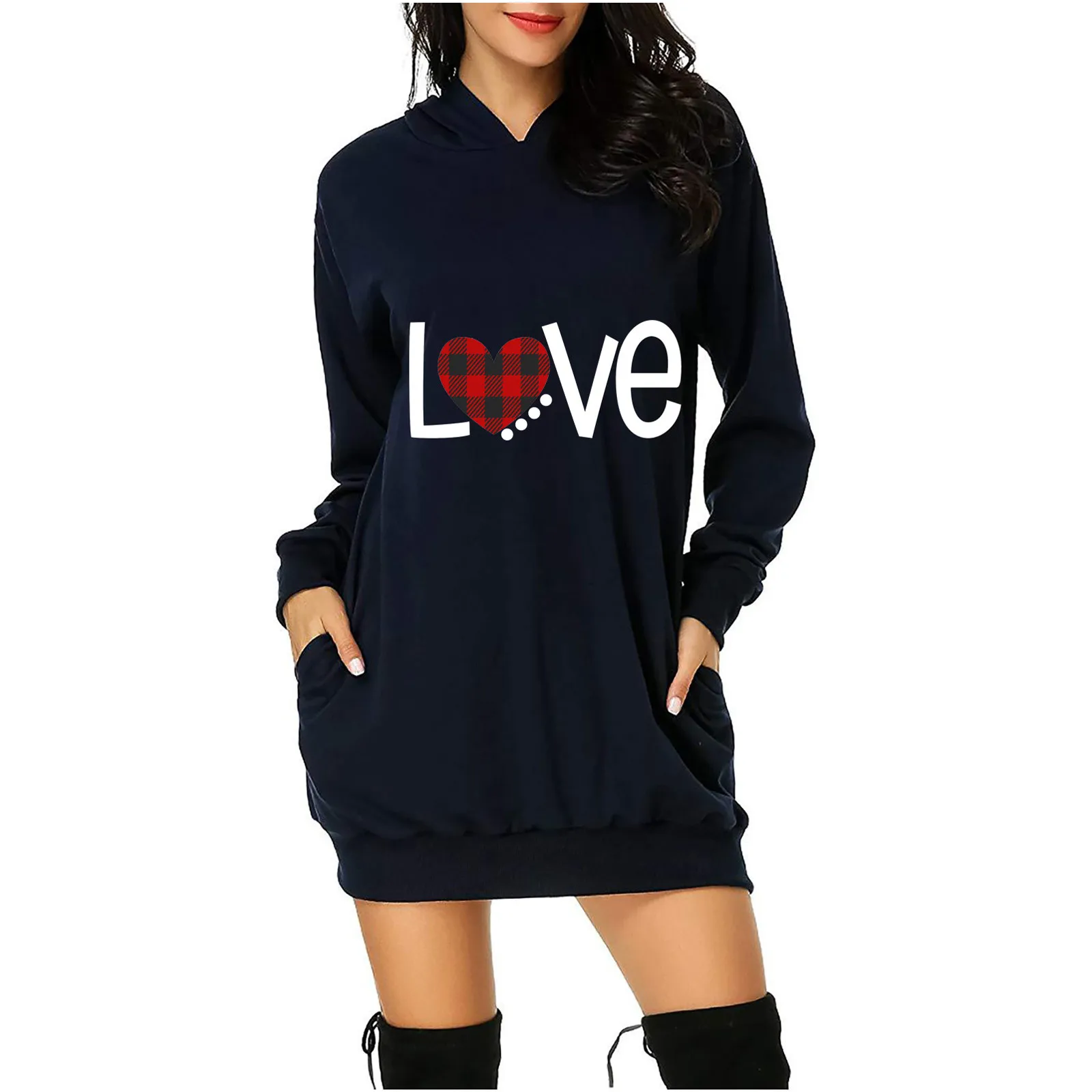 hoodies women sweatshirt Valentine's Day Letter Print Hooded Pockets Short Sweatshirt spring clothes las mujeres sweetshirts