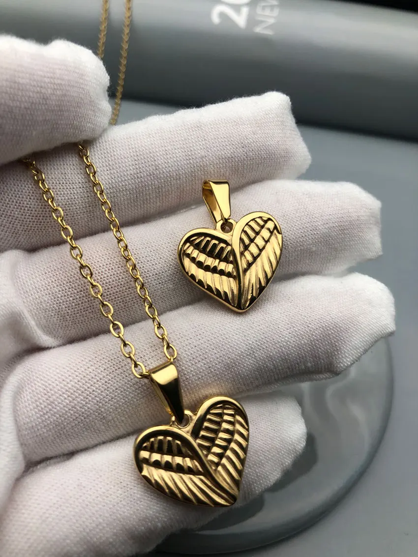 Ожерелье в стиле хип-хоп подвеска из золотой нержавеющей стали с перьями форме