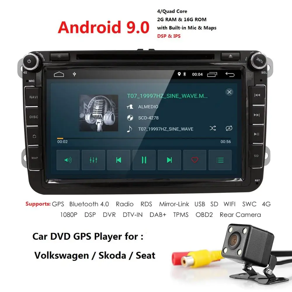 Android 9,0 автомобильный dvd-плеер стерео радио GPS для Volkswagen Skoda Golf 5 Golf 6 POLO PASSAT B7 T5 CC J ETTA Golf 2 2 din