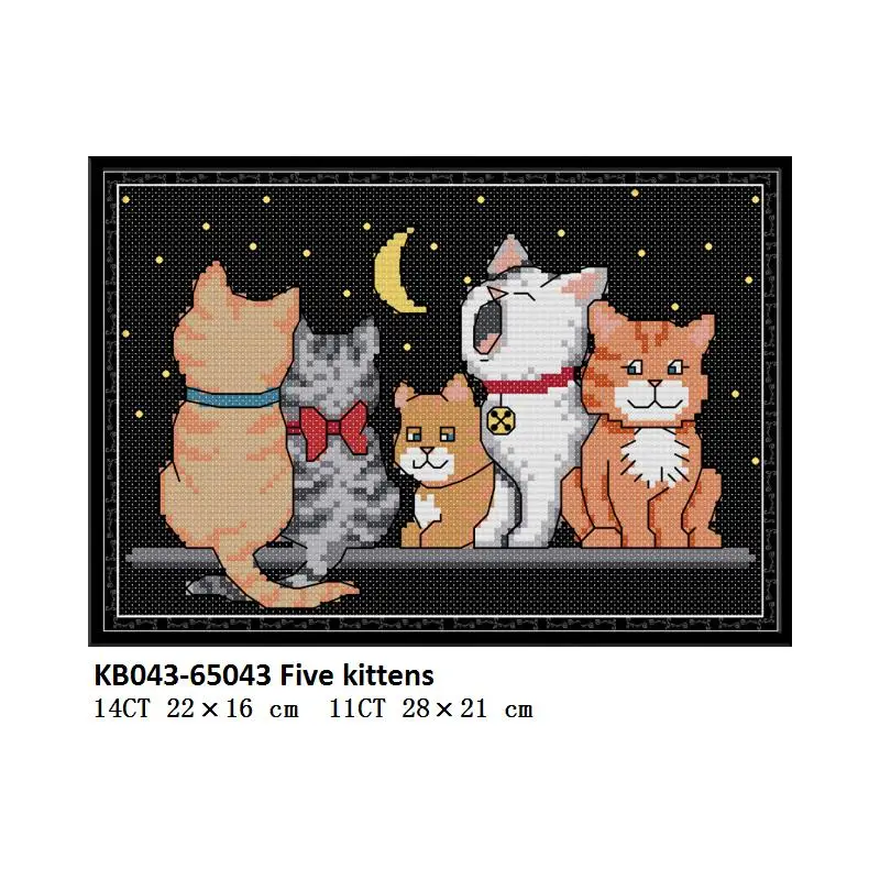 Cross Stitch KB043 Радость воскресенье пять котят вышивки крестом Наборы вышивка рукоделие Устанавливает Cat животный принт напечатаны на холсте DMC DIY ручной работы комплекты - Цвет: Cross Stitch KB043