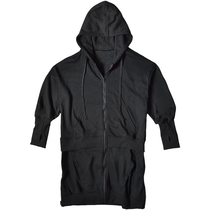 

Autumn Men Overcoat Darkness Wizard Cloak Hoodie Sweatshirt Owen Gothic Man Oveisize Zip Graffiti Kaban Erkek Mont Men Long Coat
