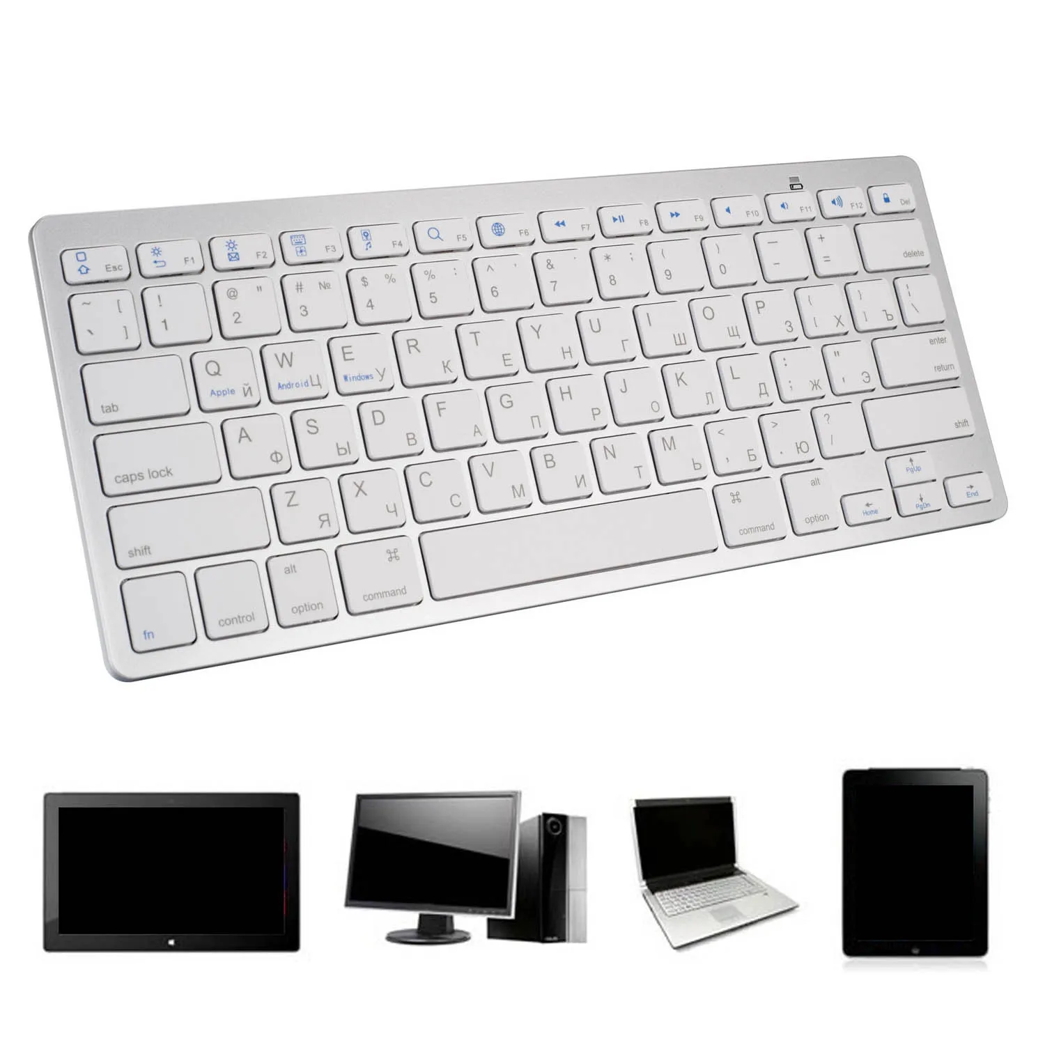 Vococal Portable Russian Wireless Bluetooth-compatible Keyboard Key Board Keypad for Windows Android IOS Tablet Laptop | Компьютеры и