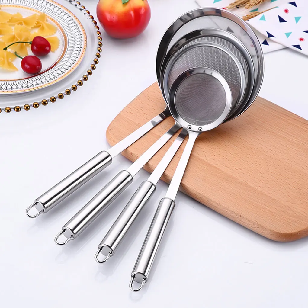 

Filter Spoon Stainless Steel Rustproof Skimmer Strainer Flour Sieve Colander Screen Mesh Tea Strainer Kitchen Oil Strainer, 14cm