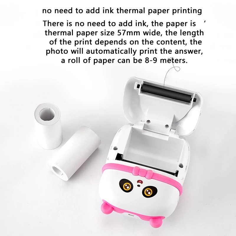 

Thermal Printer, Mini Student Wrong Question Printer, Photo Printer with Printing Paper(Panda Appearance)