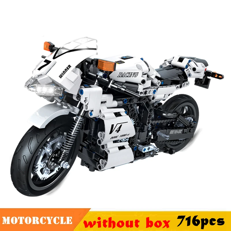 Motorcycle Technology Moto steam Racing Motorbike City Vehicle Sets Off Road Model Building Blocks MOC Kits Kids Toys | Игрушки и хобби