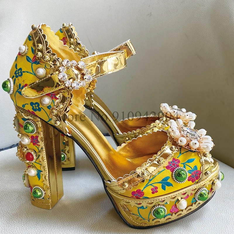 Роскошные свадебные туфли на платформе со стразами для женщин массивном каблуке
