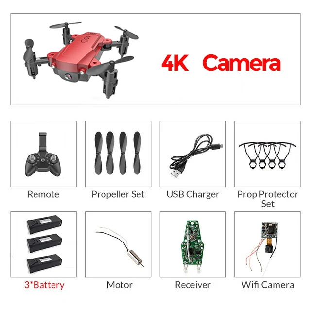 RC WiFi FPV дроны 4K широкоугольная камера RC вертолет 1080P HD камера Квадрокоптер самолет Квадрокоптер воздушная видео VS M69G E58 - Цвет: Red 4K 3B