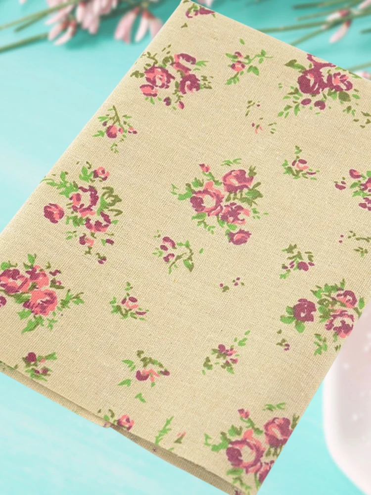 TERAMILA Home Textile Sewing Material Tissu Tablecloth Pillow Bag Curtain Cushion Print Bloom Rose Cotton Linen Fabric | Дом и сад