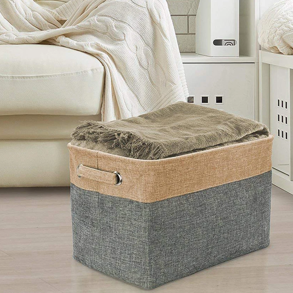 Большая складная корзина из хлопка и льна с ручками для семьи используется