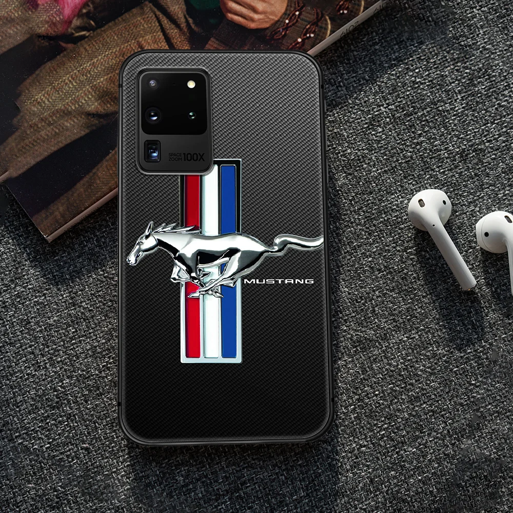 

mustang Sports car Phone Case Cover Hull For Samsung Galaxy S 7 8 9 10 e 20 FE edge uitra plus Note 9 10 20 black Hoesjes Tpu