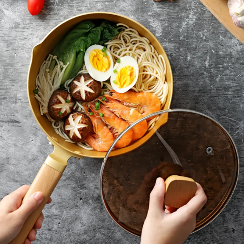 20/18cm Non-Stick Pan Milk Soup Pot Noodles Porridge Saucepan Gas Stove Suitable Kitchen Cooking Tool Household Small Cookware | Дом и сад