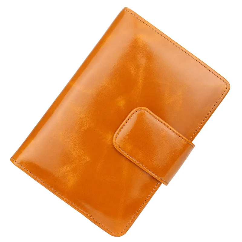 Light Brown Женский кошелек из натуральной кожи, Обложка для паспорта, портмоне, держатель для карт, фиолетовый, ярко-розовый, темно-синий, черный, коричневый, масло, воск, коровья кожа - Цвет: Light Brown