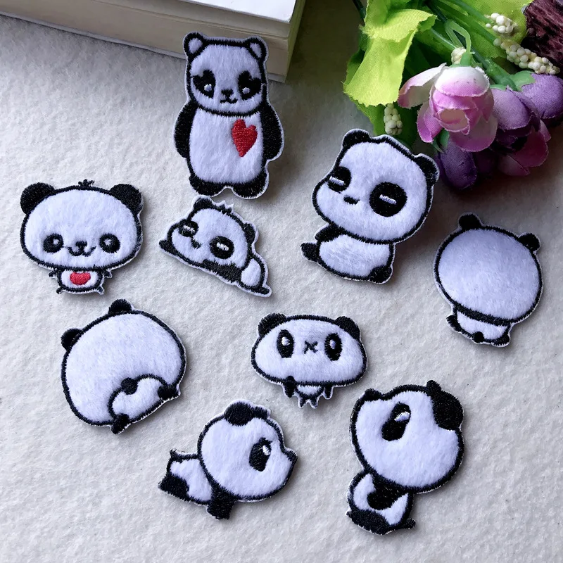 Нашивки с вышивкой панды из мультфильма для футболки аппликацией в виде железных