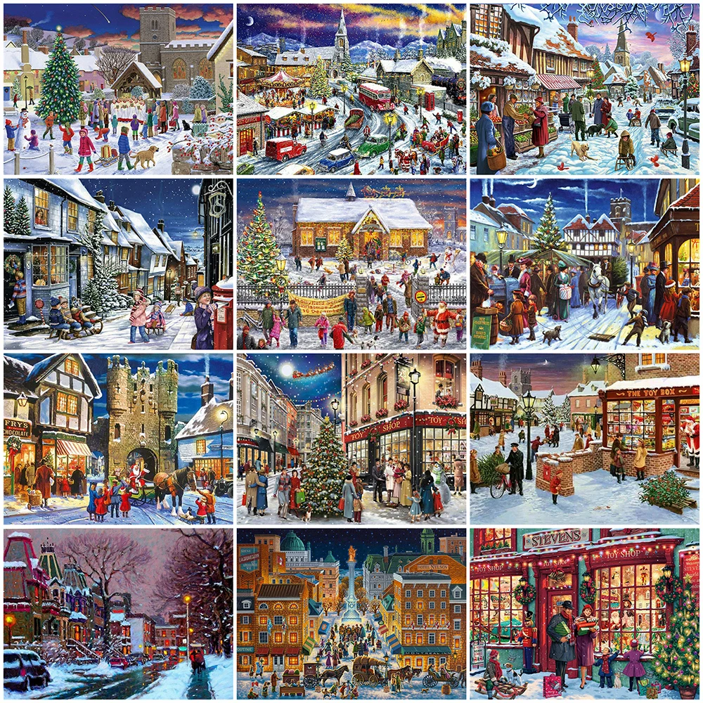 

MomoArt искусство стены Бриллиантовая живопись пейзаж полная дрель квадратная мозаика город бисер Рождество домашний декор