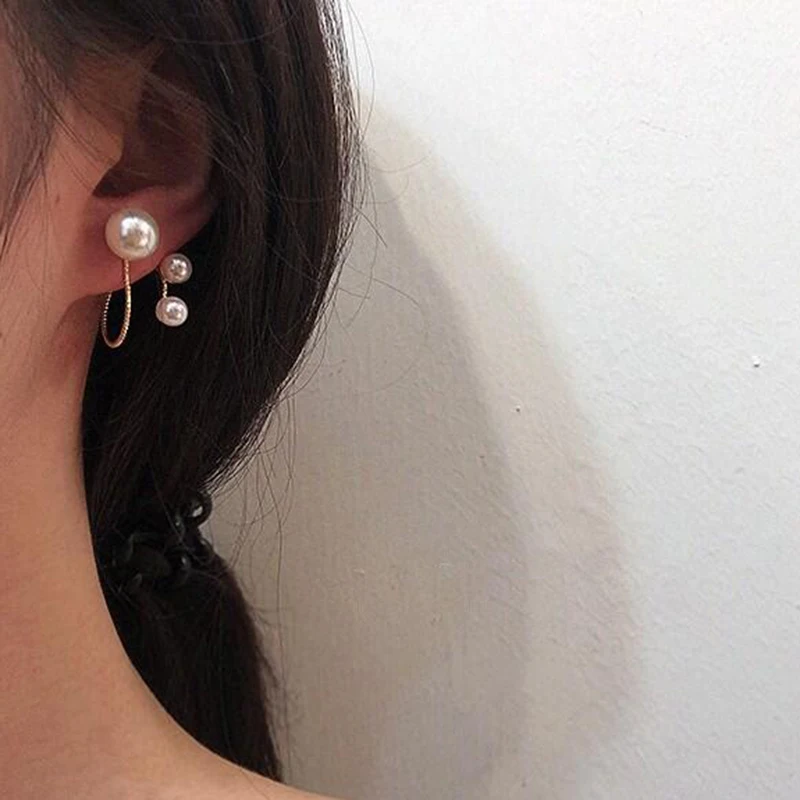 Женские серьги-гвоздики из искусственного жемчуга с регулируемой спиралью |