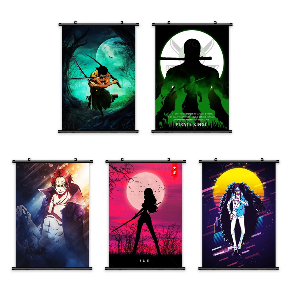 

Wall Art Canvas Japanese Classic Pictures Modern Anime Painting One Piece Print Poster Luffy Plastic Hanging Scrolls Home Decor