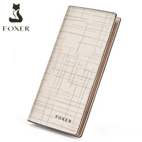 foxer women split leather long wallet fashion classic cellphone bags for female designer ladies purse large capacity card holder
