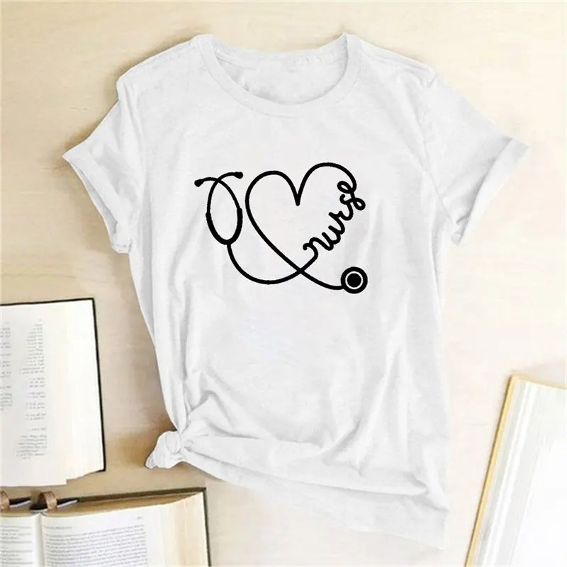 

Women's T-shirt Graphic Heart Love Print Casual Summer T-shirt Basic O-neck Short Sleeve Camisetas Mujer