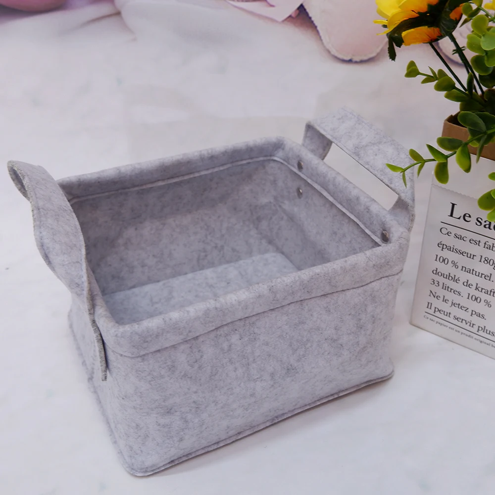 

1 Set Felt Fabric Storage Basket Folding Storage Box Clothing Toys Organizer Basket Debris Storage Basket Laundry Basket