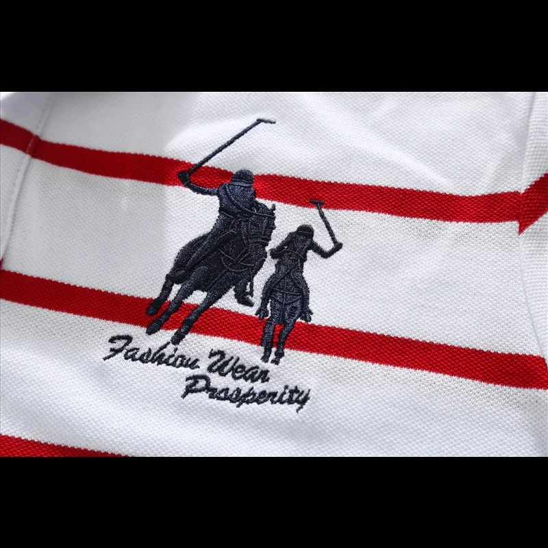 

men's classic double horse Embroidery Polo Shirt Business Casual Polos Homme golf Short Sleeve hombre social Blusas polo Shirt