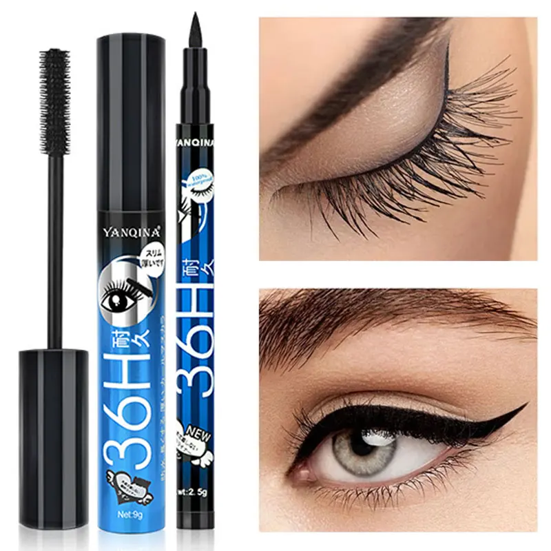 

1Set Mascara Eyeliner Combination Natural Waterproof Sweatproof Long-Lasting Curly Thick Quick-Drying Non-Smudge Eye Makeup Tool