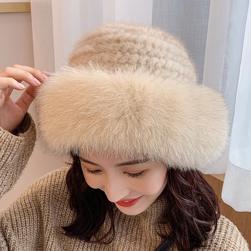 Lantafe Hats Women Hat Winter Hats For Women Keep Warm Real Fur Fluffy Hair Fox Fur Hat And Mink Fur Pretty Cute Style