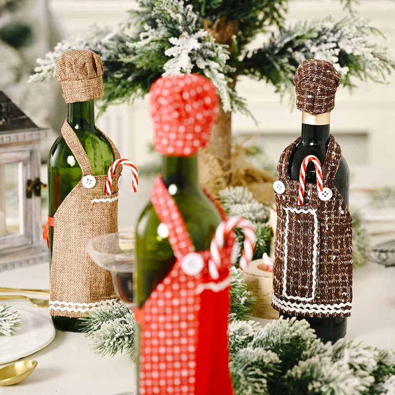 Новогодний фартук крышка бутылки вина ручной работы вино свитер на бутылку для