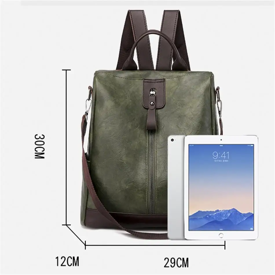 

Vintage Female Leather Backpacks Multifunction Women BackPack Anti-theft School Bags for Girls Travel BackPack