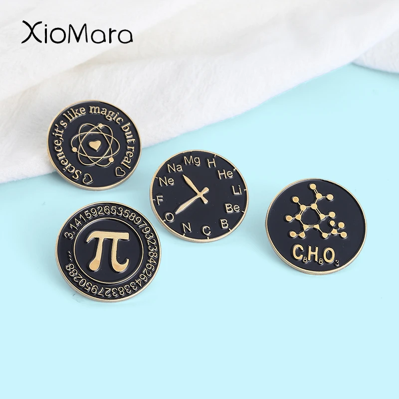 

Science Enamel Pin Element Clocks Magic Math Pi Badges Brooches Bag Backpack Accessories Gifts for Student Teacher