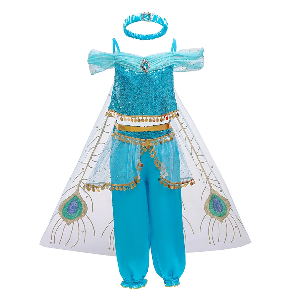 

Girls Dress Aladdin's Goddess Jasmine Princess Dress Kids Cosplay Birthday Party Dresses For Girls Children Clothing Fantasy New