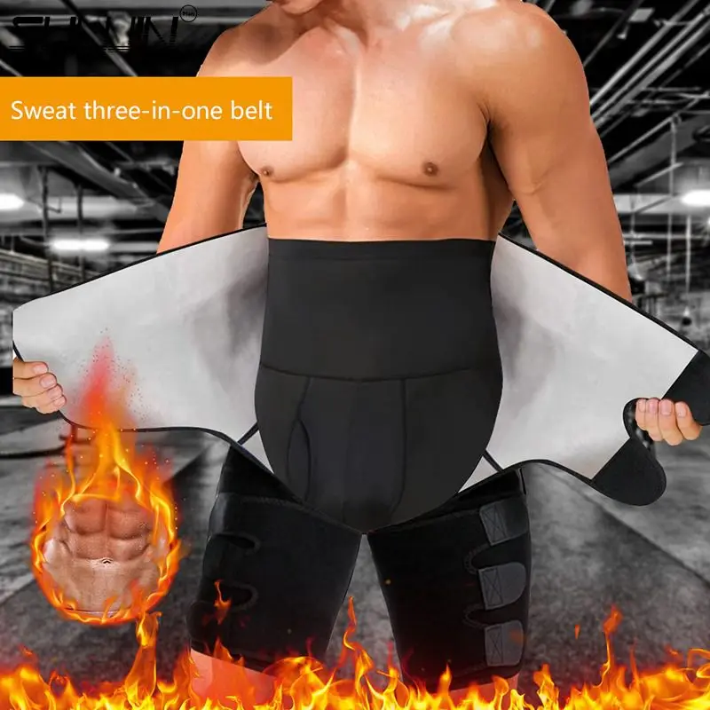 

3 in 1 waist and thigh trimmer Men and Women Double Compression Belt Leg Support Sweat Sauna Effect Waist Trainer Butt Workout