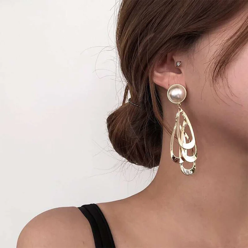 

925 silver needle Baroque Pearl Earrings temperament metal drop earrings net red personality fashion earrings women manufacturer